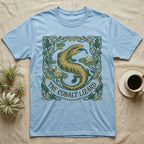 Blue t-shirt with "The Cobalt Lizard" text and a gilded lizard design.
