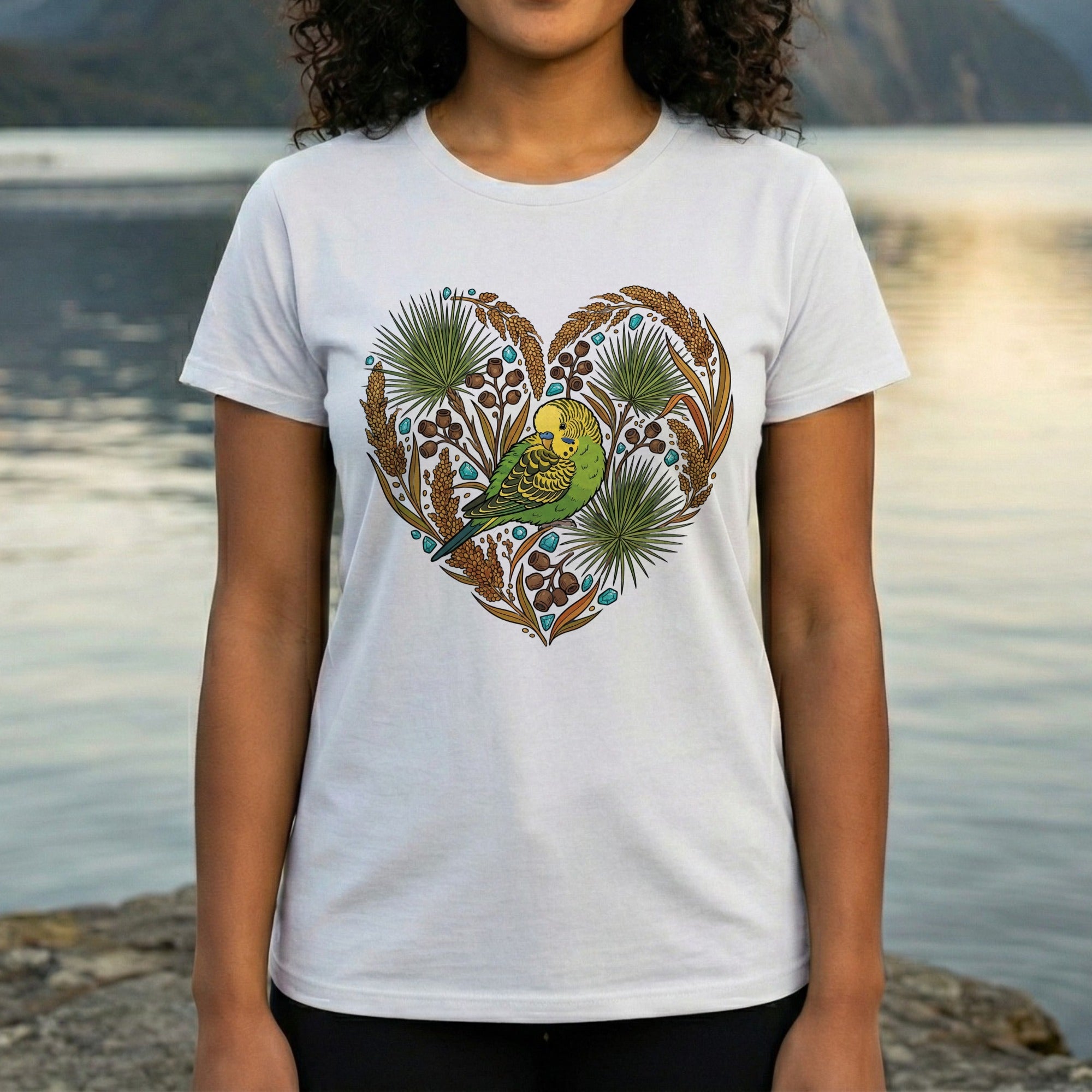 Heart Shaped Design with Bird Unisex T-Shirt