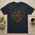 Dark blue t-shirt with heart-shaped turtle and desert plant graphic.