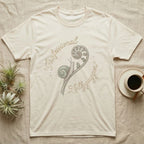 Cream t-shirt with "Professional Lollygagger" text and snail on fern graphic.