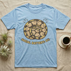 Light blue t-shirt with coiled snake design and "Social Battery: 0%" text.