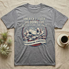 Leopard Gecko Shedding Tee in Sport Grey — Vintage badge of a leopard gecko emerging from its shed skin, navy and red emblem reading Shedding The Reptiles Of The Past, on black.