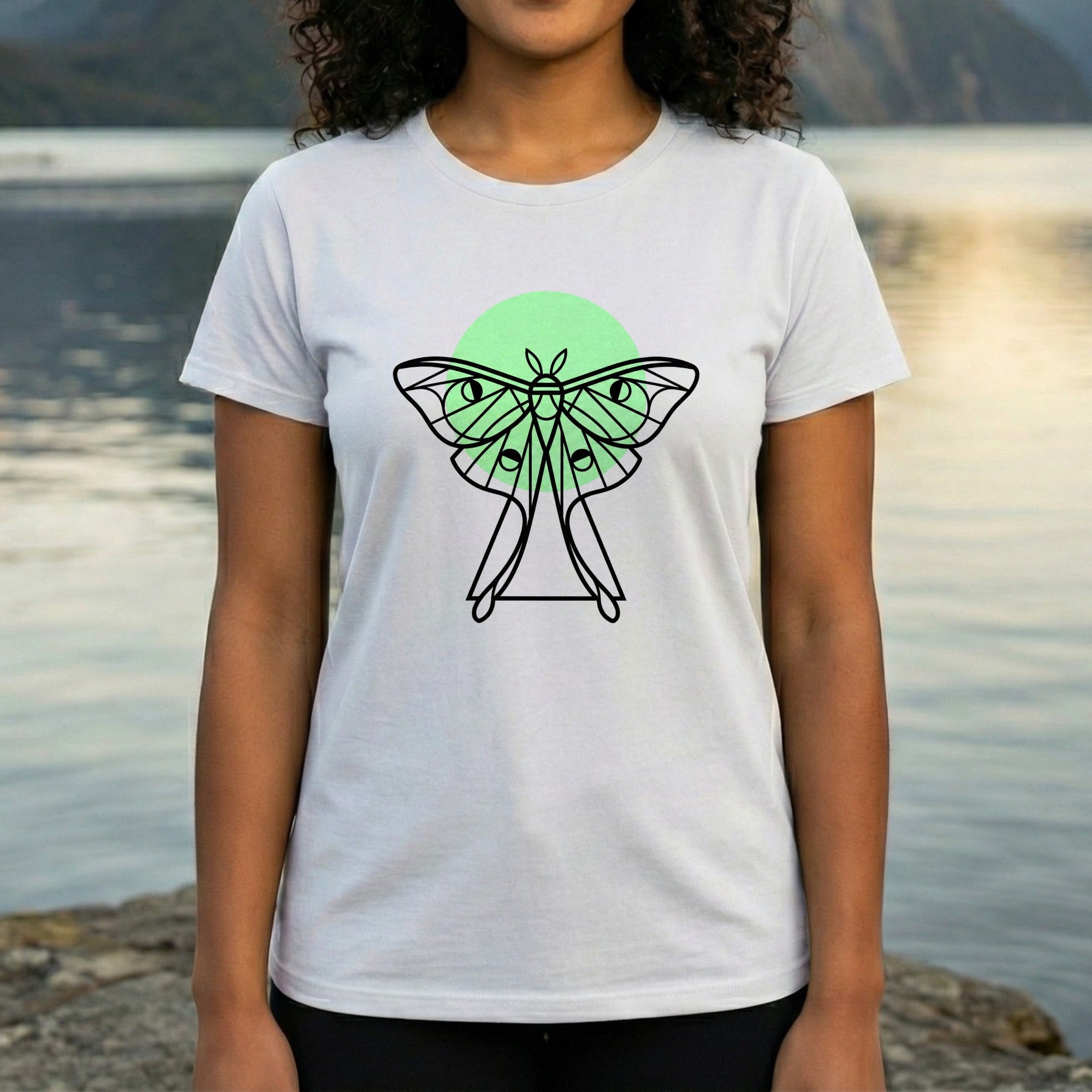 Geometric Butterfly Design Graphic T-Shirt