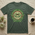 Green t-shirt with distressed circular graphic featuring a bearded dragon and "Bearded Dragon Basking Club Est. 2026".