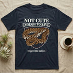 Hognose Snake Conservation T-Shirt in Navy — Vintage-poster illustration of a western hognose snake portrait in a sepia crest with conservation banner text.