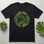 Intricate Green Botanical Snake Design T-Shirt