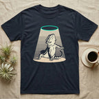 Bearded Dragon Diva T-Shirt in Navy — Bold vector illustration of a bearded dragon in a dramatic stage pose under a soft spotlight, chin lifted.