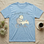 Opossum sitting at a table with tea, text "Everything is Fine."