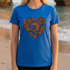 Heart Shaped Desert Scene Blue Graphic T-Shirt