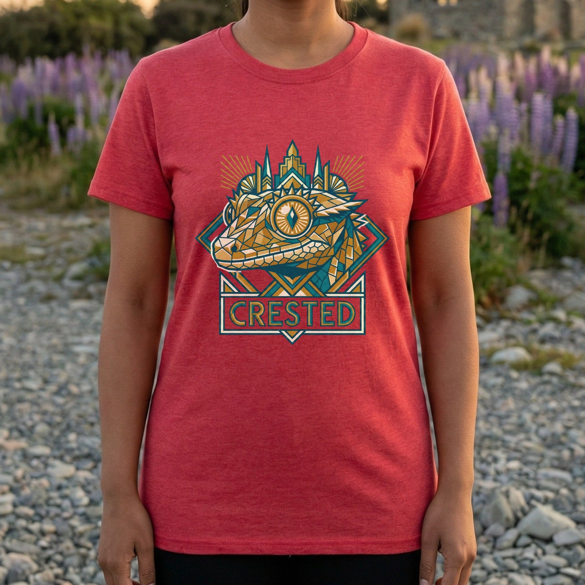 Unique Crested Lizard Graphic Women's Shirt