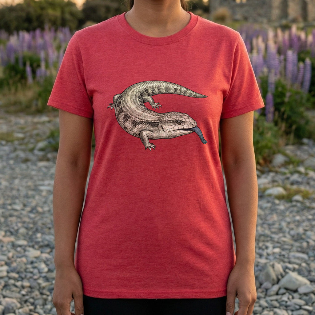 Colorful Red Shirt with Detailed Lizard Design