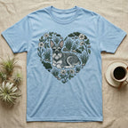 Light blue t-shirt with heart-shaped floral design featuring a schnauzer.