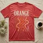 Corn Snake Morphs Orange Personality T-Shirt in Heather Red — Photo collage of seven orange corn snake morphs beneath a large serif headline and a dictionary block.