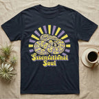 T-shirt with coiled yellow snake and "Sssensational Soul" text.