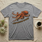 Grey t-shirt with a large orange octopus graphic and "ENTEROCUTUS DOFLEINI" text.