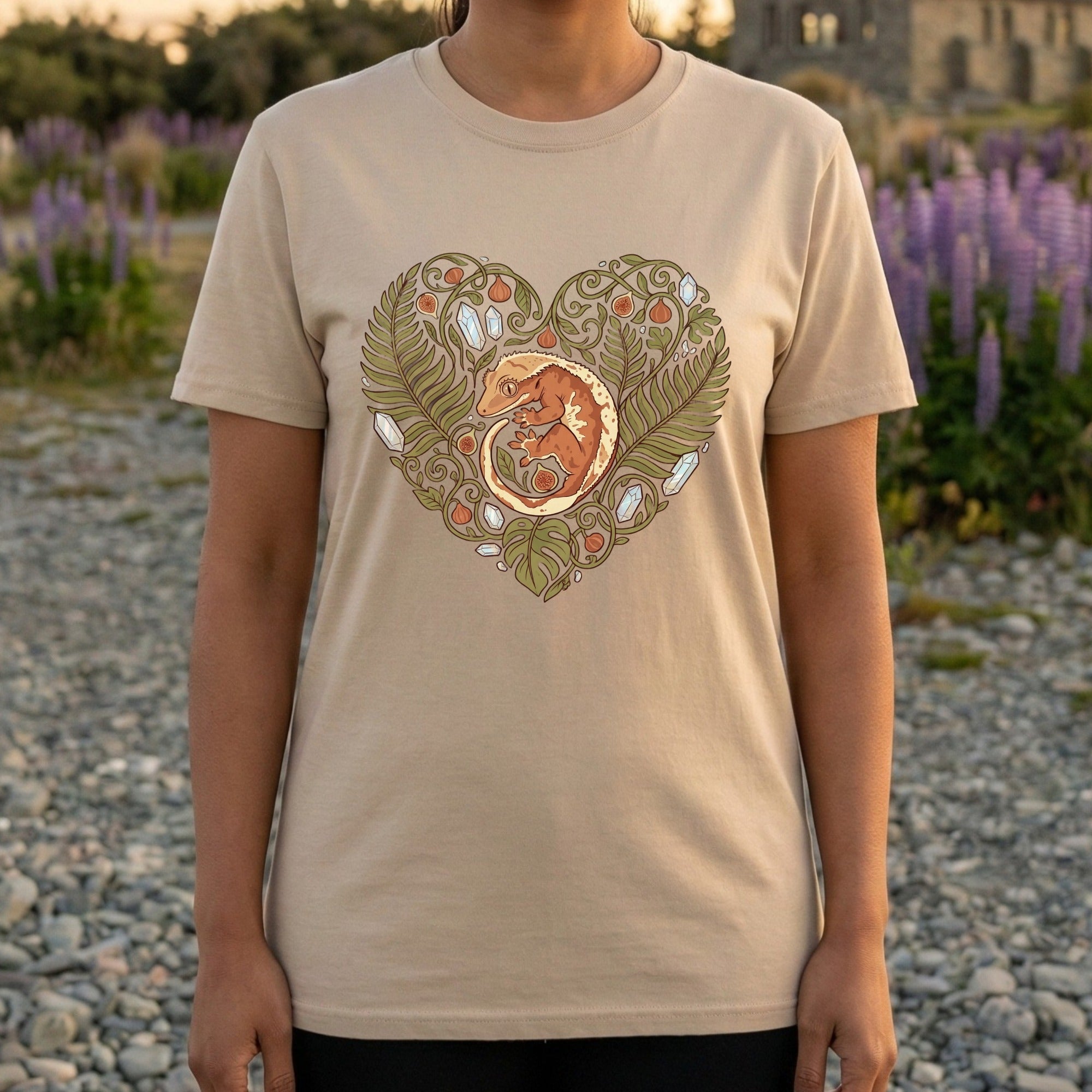 Heart Design with Lizard and Fern Elements Shirt