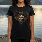 Heart Shaped Nature Design with Leopard T-Shirt