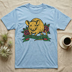 Light blue t-shirt with "Pocket Puppy Club" text on a banner and a rat illustration.