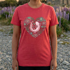 Red T-Shirt with Heart-Shaped Floral Design