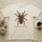 T-shirt with Brachypelma hamorii tarantula illustration.