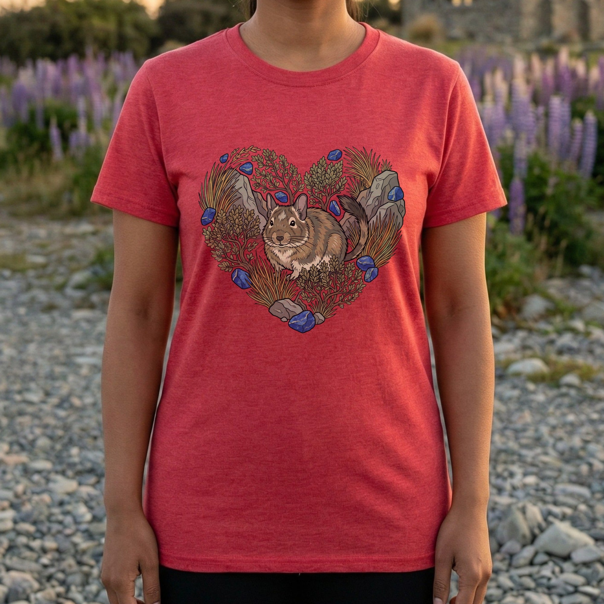 Heart Shaped Animal and Floral Design T-Shirt