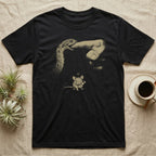 Hognose Finger Bite T-Shirt in Black — Single-ink western hognose biting a fingertip while a winking mouse below gives a thumbs-up, on black.