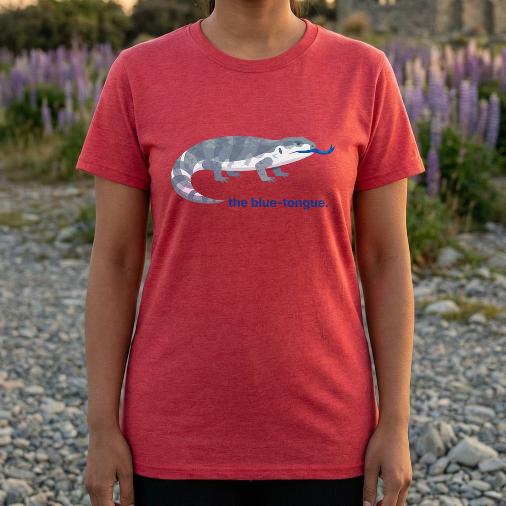 Blue-Tongue Lizard Graphic Red T-Shirt for Nature Lovers