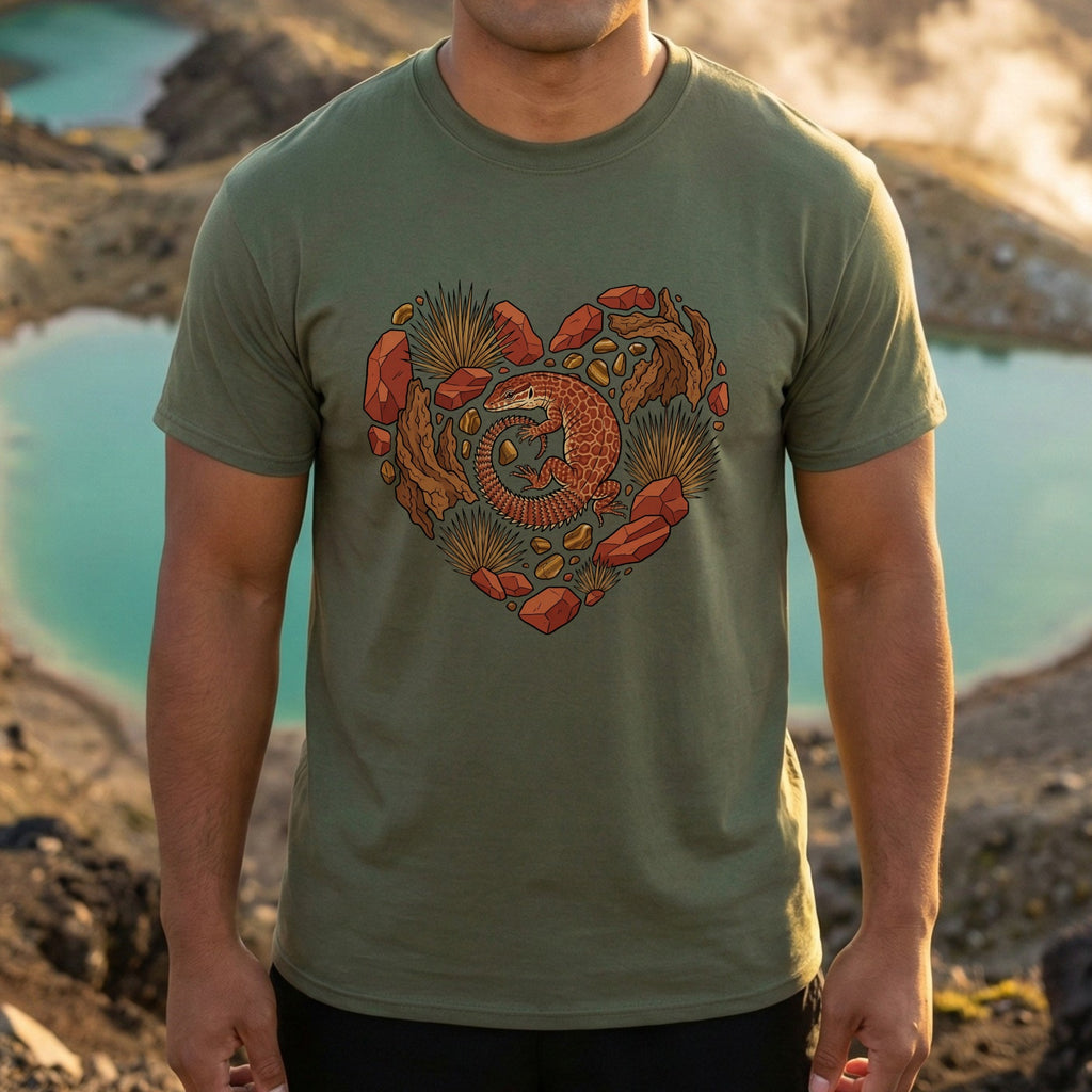 Heart-Shaped Desert Lizard Graphic Print T-Shirt