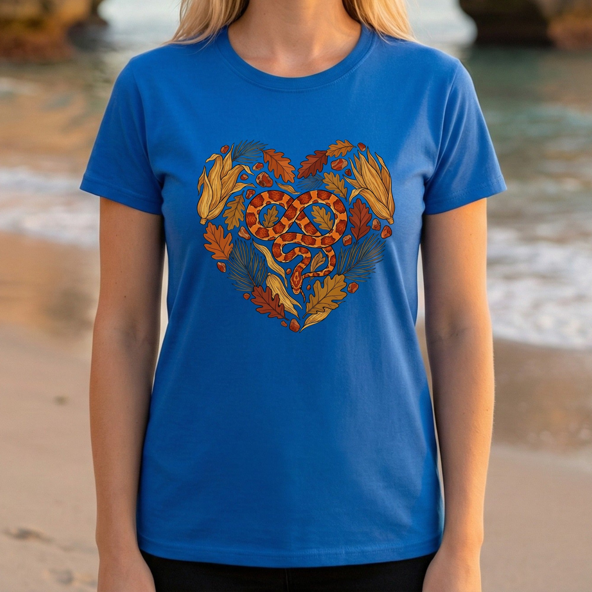 Colorful Snake and Leaf Heart Design T-shirt product
