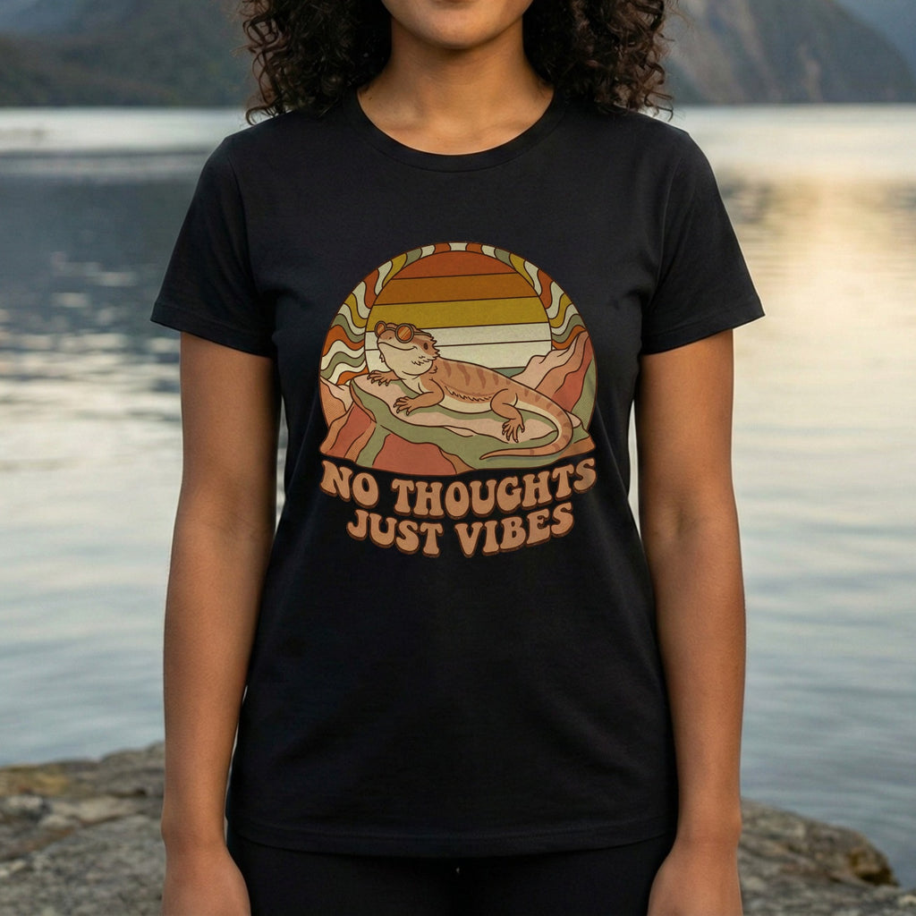No Thoughts Just Vibes Relaxed Lizard Design Shirt