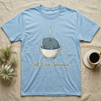 Light blue t-shirt with a toad in a bowl and "Self-Care Specialist" text.