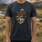 Cool Wolf Wearing Headphones and Beanie T-Shirt