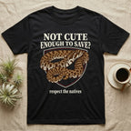 Hognose Snake Conservation T-Shirt in Black — Vintage-poster illustration of a western hognose snake portrait in a sepia crest with conservation banner text.