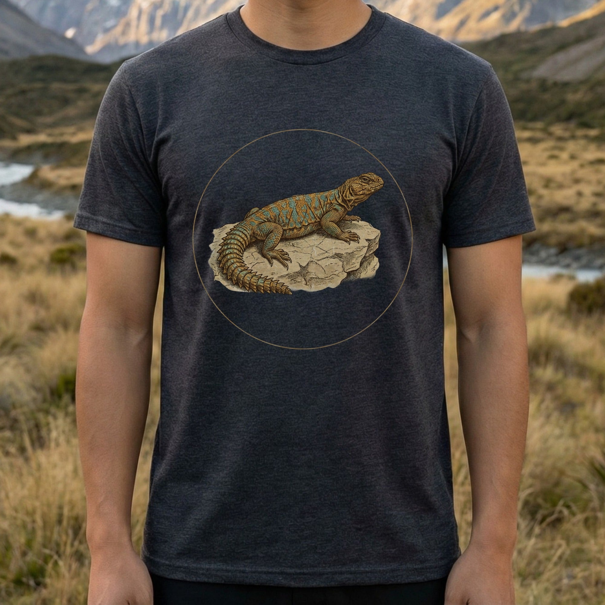 Realistic Rock Lizard Graphic Design T-Shirt