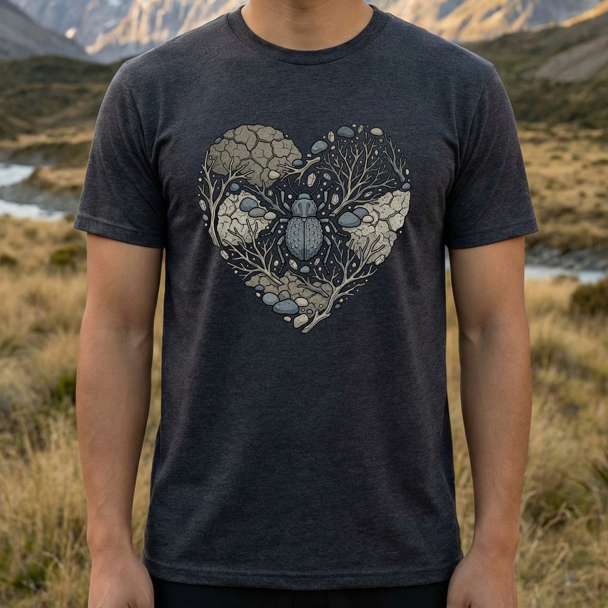 Intricate Beetle Design Within Heart T-Shirt