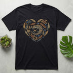 Heart Shaped Animal Design T-shirt with Floral Patterns