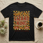 Black t-shirt with "Lizard King" text and two lizards, "Walk slow, rule everything."